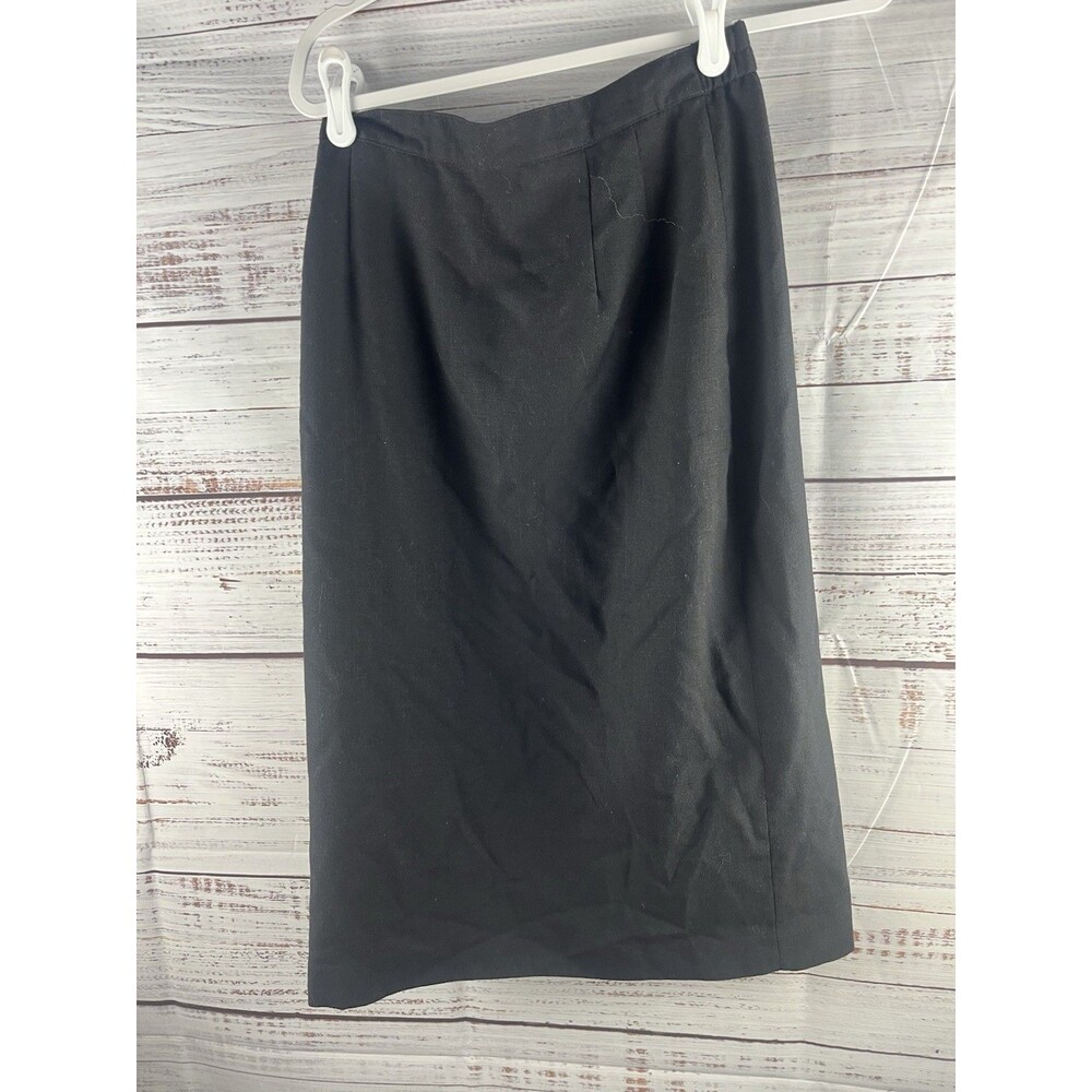 Joan Leslie Midi Skirt Women's 8 Black Zip Button